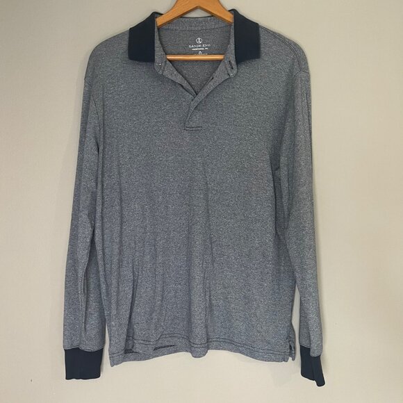 Lands End Mens Long Sleeve‎ Polo Shirt Size Medium Supima Cotton - Picture 1 of 3